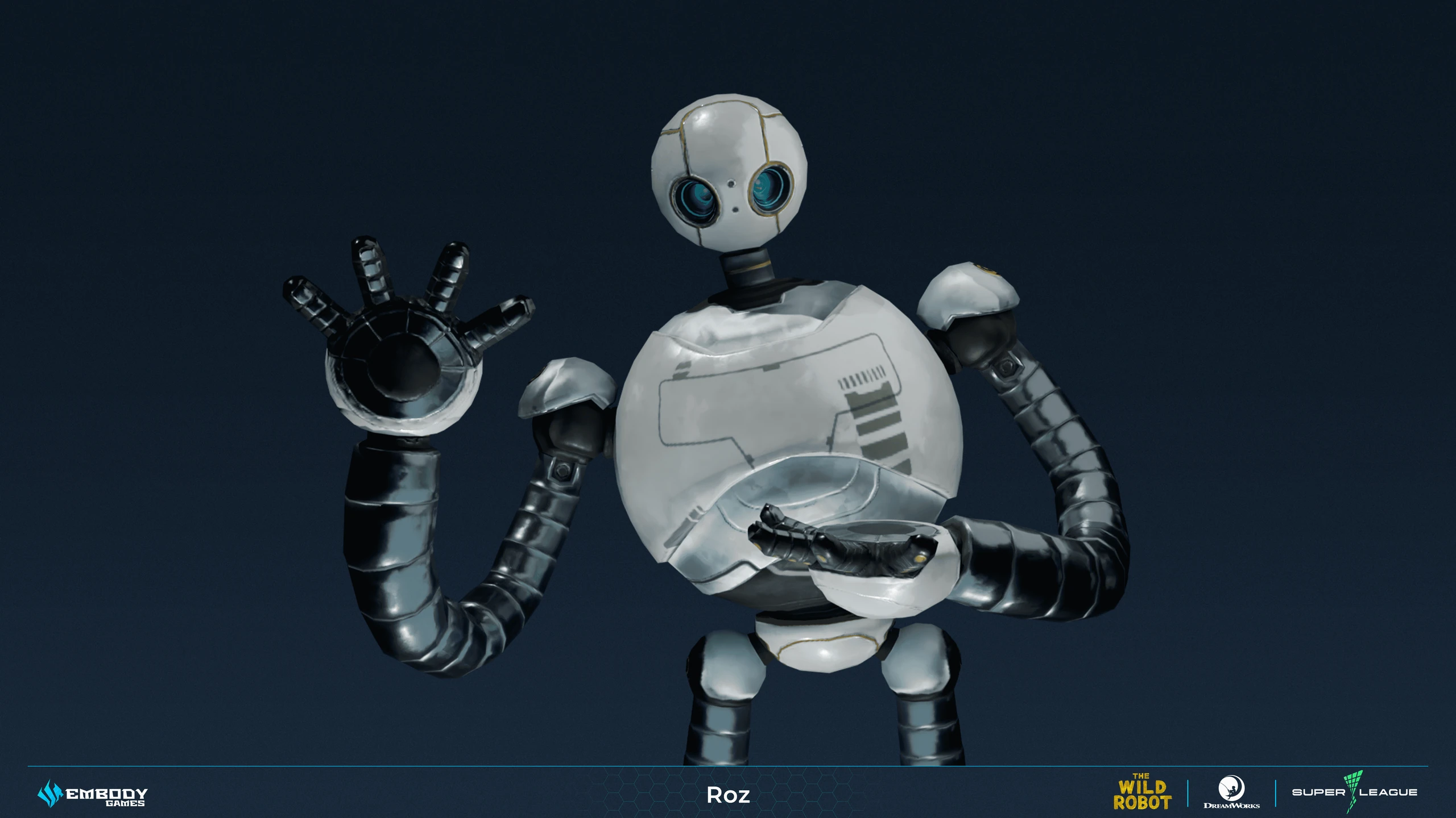 Roz, the robot from The Wild Robot, modelled and posed for Roblox